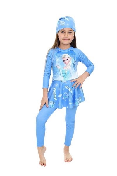 ÖYKÜ KİDS Boneli Swimsuit for Girl - Skirt Detailed