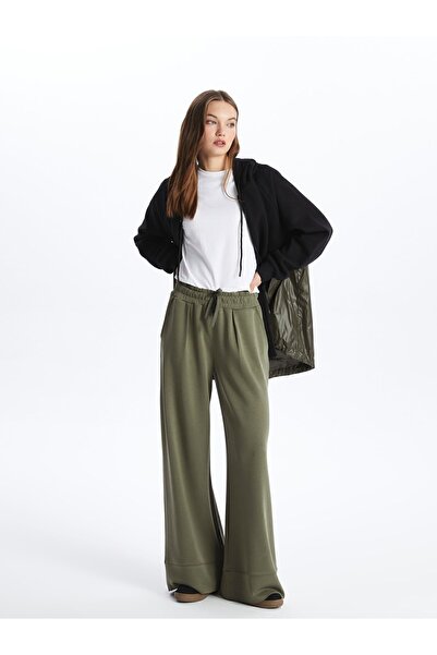 Dexia Washington - Palazzo Bol Kalıp Rahat ve Yumuşak Dokulu Modal Pantolon - Haki Renk