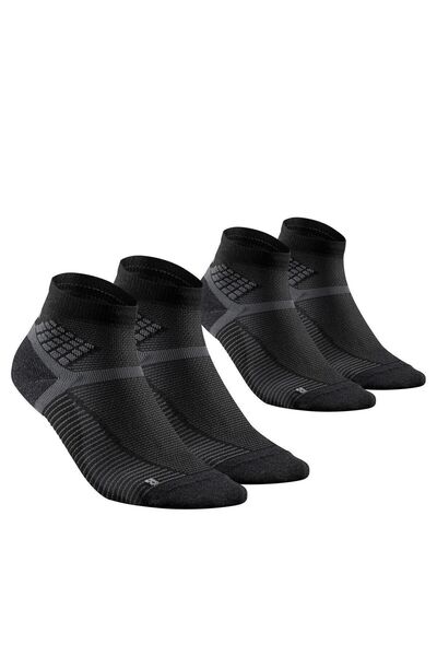 Decathlon Șosete de exterior cu talie medie - 2 perechi - Negru - Hike 500