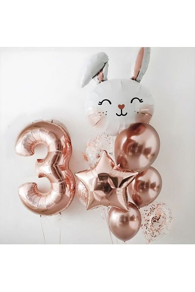Öztürkpartievi Rosegold 3 Year Old Balloon Set