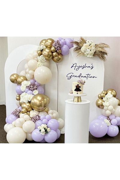 Öztürkpartievi Lilac White Gold Balloon Chain 80 Pieces