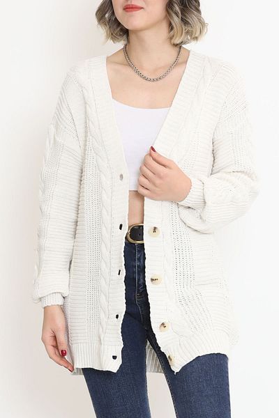 DEEFWEAR Ecru Chouze Shaç Knitted Buttoned Cardigan