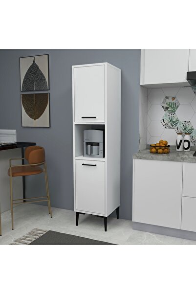 ARNETTİ Daminol Çok Amaçlı Mutfak Dolabı – Beyaz, 5 Raflı 2 Kapaklı Depolama Ünitesi