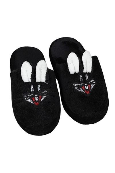 Liger Plush Rabbit Indoor Women's House Slippers - Black