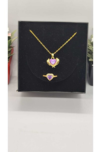 JUPİTER HOME Altın Pandora,am Çelikkolye Ve Yüzük Seti Kalpli Ciddi Ilişki Yüzügü 14 Şubat Yılbaşı