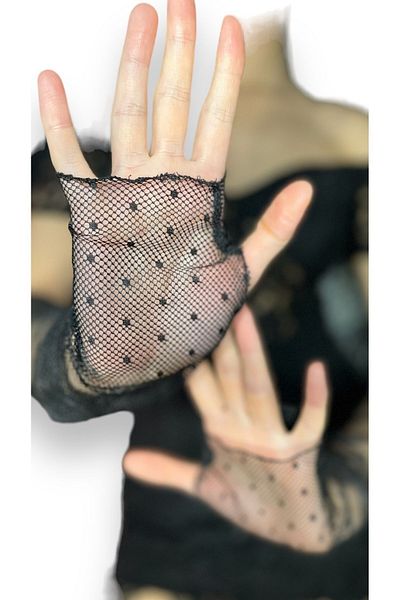 Parlajent Black Tule Lace Gloves Graduation Wedding Wedding