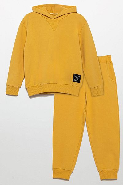for you kids Hooded Label Detailed Jogger Yellow Bottom Top Suit