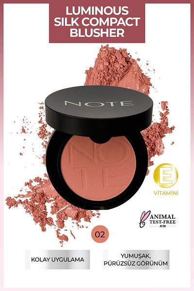 NOTE Luminous Silk Compact Blusher Powder Blush - 02 Pink in Summer