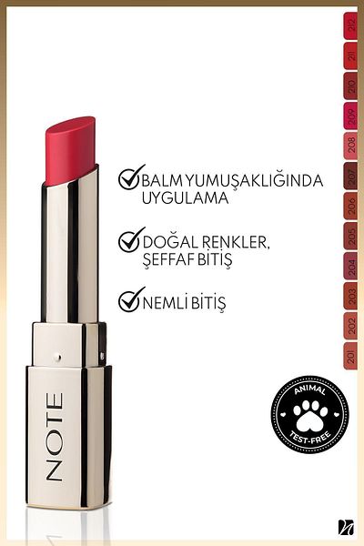 NOTE Iconic Sheer Lipstick Moisturizing Bright Lipstick 209 Limitless - Pink