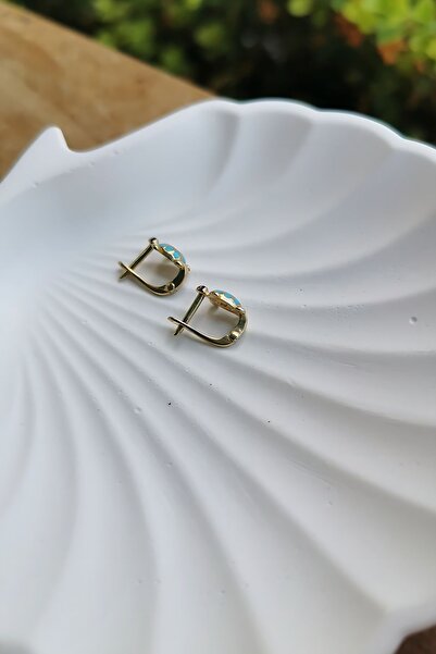 Utku Kuyumculuk 14 Ayar Mineli Kaplumbağa J Kilit Altın Çocuk Küpesi