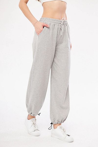 Karatopak Trening oversize gri Harajuku - Pantaloni de trening cu fermoar