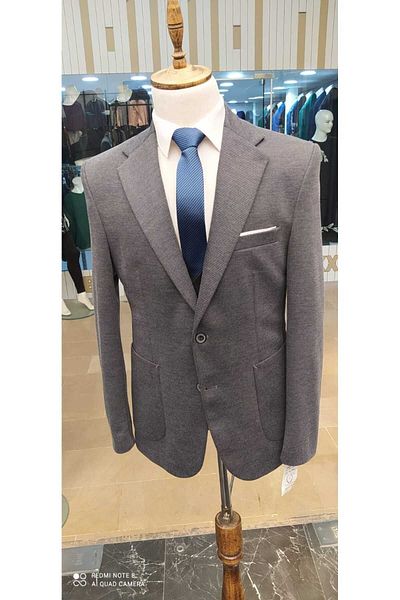 Rayzayz MEN'S FLAT FABRIC TREND MONO COLLAR BLAZER JACKET