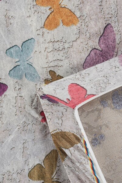 RENKLİBUTİK 6 M2 Modern Patterned Velvet Textured Carpet Cover - Non-Slip and Elastic