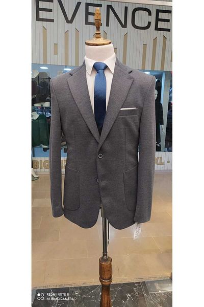 Rayzayz MEN'S FLAT FABRIC TREND MONO COLLAR BLAZER JACKET
