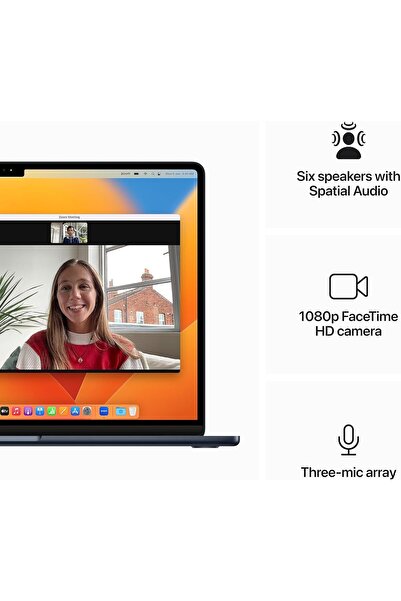 Apple 2023 MacBook Air with M2 chip: 15.3" Retina, 8GB RAM, 256GB SSD, Midnight, Arabic/English