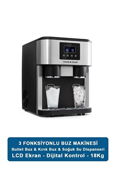 Mars & Hars Buz Yapma Makinesi-bullet Buz-kırık Buz Ve Soğuk Su Sebili-lcd Dokunmatik Ekran (18KG KAPASİTELİ)