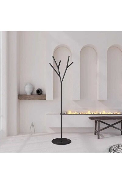 TRENDESK Metal Siyah Ayaklı Askılık Dekoratif Mont Ceket Elbise Askılığı Port...