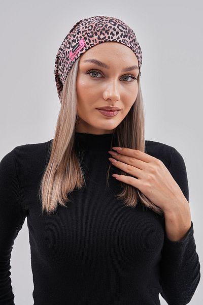 MAG FASHİON Italian Design Women's Hat for 4 Seasons - Beret Leopard Print Buff