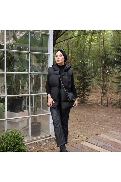 Afili butik Φανελάκι με κουκούλα Oversize - Μπροστινή αριστερή τσέπη με φερμουάρ