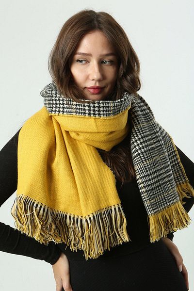 Luminos Butik Saffron Plaid Patterned Winter Scarf - Elegance and Warmth Designed Sal1212