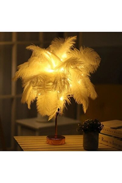 Genel Markalar Beyaz Deve Kuşu Tüyü Abajur