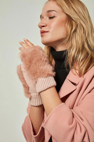Luminos Butik Pink Wool Fur Cut Gloves - Women's Eld30