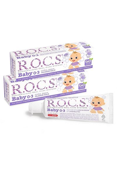 R.O.C.S. Rocs Baby 0-3 Years Linden Extract Toothpaste - 45g X 2 Pieces