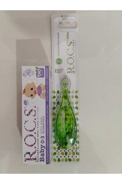 Rocs Kids Rocs Linden Essence Toothpaste and 0-3 Years Old Baby Toothbrush Set