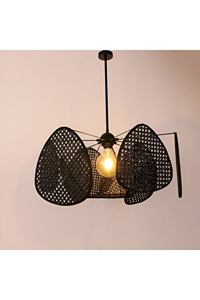 VİSENTE HOME El Yapımı Hasır Kamış Sarkıt Avize Siyah