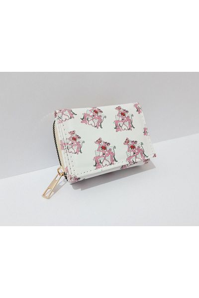 renkli çiçekler Kids Wallet 11X8 cm Pink Panther Patterned Children's Wallet