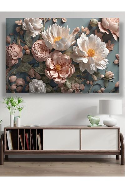 Genel Markalar DOĞAL GÖRÜNÜMLÜ ÇİÇEK YAPAY ZEKA TASARIMI ticaretjet MUHTEŞEM DUVAR DEKORU KANVAS TABLO