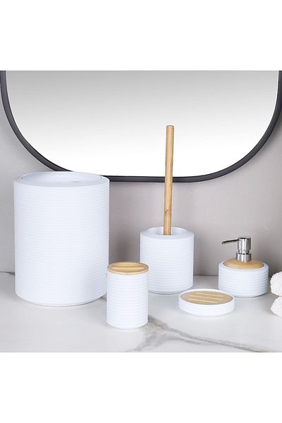 AROW Zoey 5 Piece Acrylic White Bathroom Set - Tr-4403