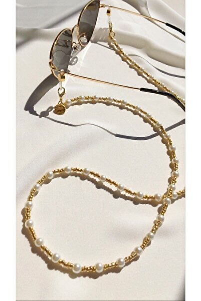 Genel Markalar Kadın Altın Inci Boncuklu Pearl Boncuk Gözlük Ve Maske Ipi Ask...