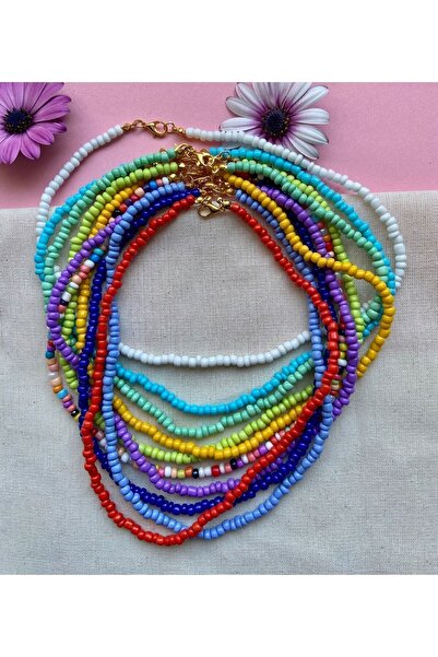 MFO Desing Karışık Renkli Kum Boncuk Kolye Seti 10'lu