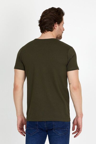 DYNAMO Ανδρικό T-shirt Χακί Crew Neck με Λεπτομέρεια κεντήματος