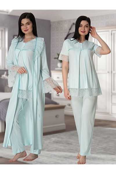 Effortt Pink Maternity Pajamas and Dressing Gown Set - Effort 5044