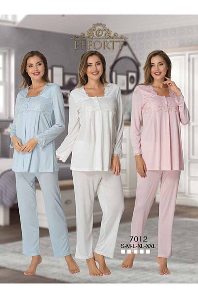Effortt Set de pijamale de maternitate pentru femei Ecru