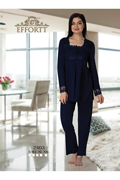 Effortt Set de pijamale de maternitate, albastru bleumarin, pentru femei