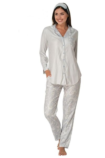 Mecit Pijama Σετ γυναικείες πιτζάμες με μοτίβο μπροστά από την Mecit 5143