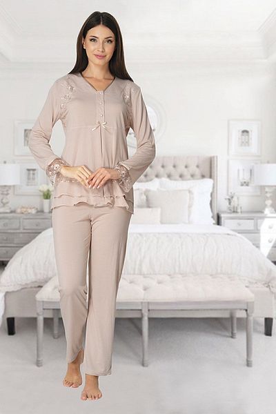Effort Pijama Women's Brown Maternity Pajama Set 2422