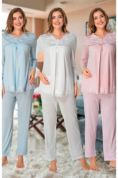 ByLohusa Set de pijamale de maternitate Effortt Blue