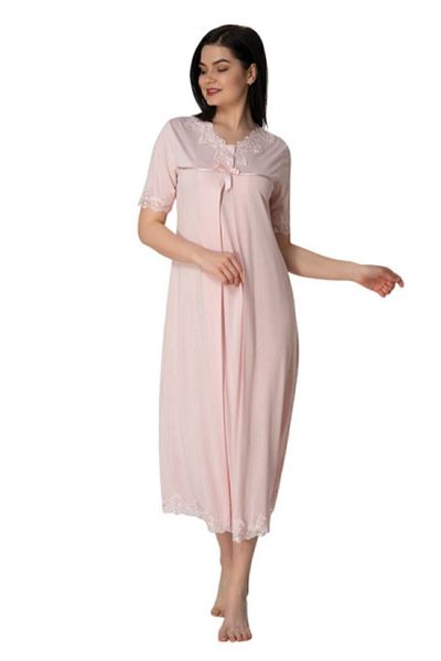 Effort Pijama Women's Pink Lace Maternity Nightgown Set 5033