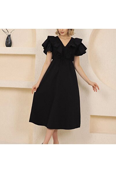 msm fashion Rochie de vară pentru femei de lungime midi - mânecă scurtă, deco...