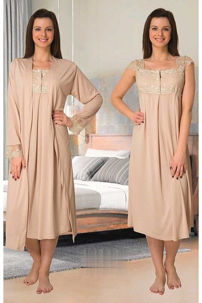 Effort Pijama Γυναικείο Γαλακτοκομικό Καφέ Νυχτικό Νυχτικό εγκυμοσύνης Effortt 2302sk