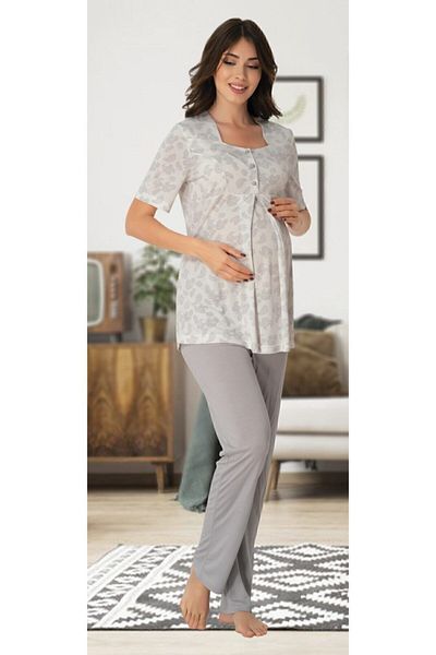 Effort Pijama Women's Gray Effortt Maternity Pregnant Pajama Set