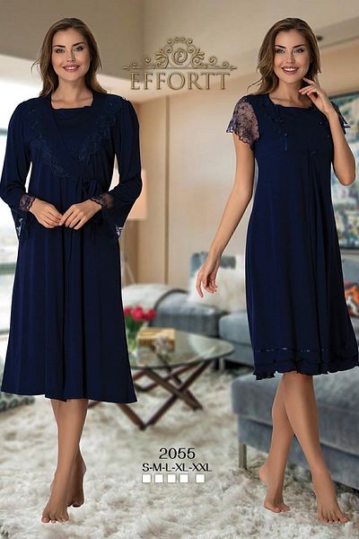 Effort Pijama Maternity Nightgown Set with Dressing Gown