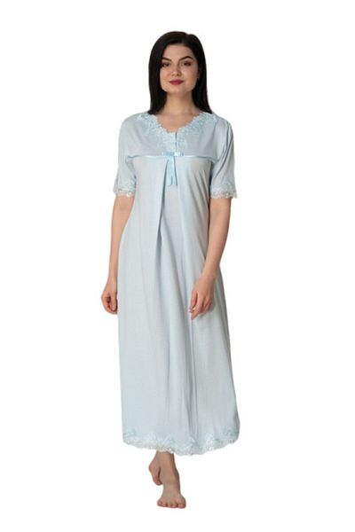 Effort Pijama Set cămașă de noapte pentru maternitate din dantelă albastră Effortt 5033