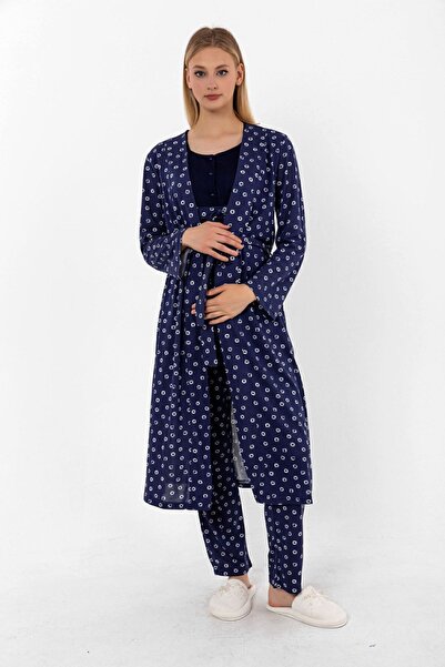 ByLohusa طقم بيجامة للحمل باللون الأزرق الداكن من Effortt مع ثوب حمام