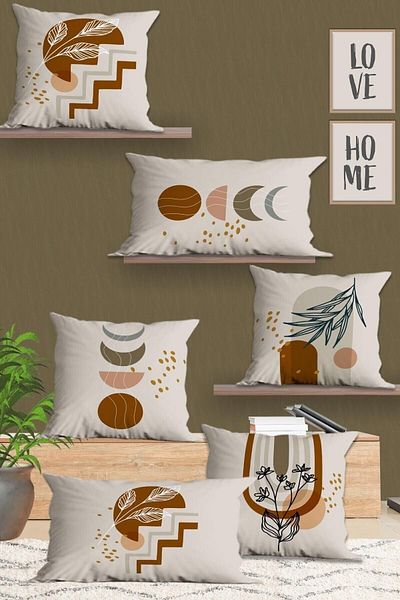 Belle Benoit Design modern Set de 6 huse de pernă pătrate dreptunghiulare 30x50 și 43x43 imprimate digital 3D