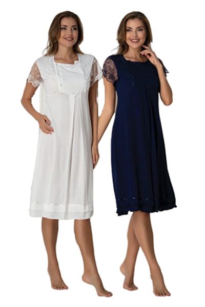 Effort Pijama Effort Ecru Maternity Short Sleeve Nightgown 2052
